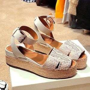 Franco Sarto Espadrille Wedge Sandals Size 8.5M Snakeskin